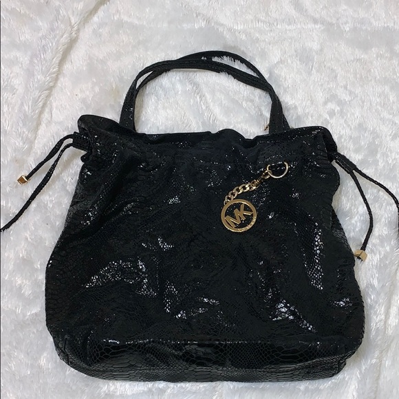 MICHAEL Michael Kors Handbags - Large black embossed leather Michael Kors purse